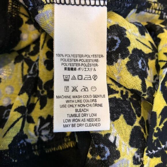 Free People Isabelle black blue yellow floral sheer v neck tunic top size Small - Picture 11 of 16